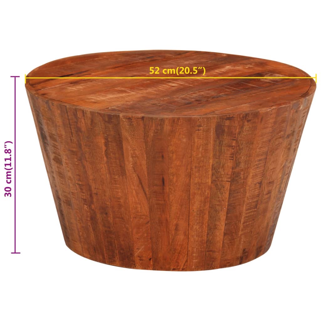 Salontafel Ø52x30 cm massief ruw mangohout – afbeelding 7
