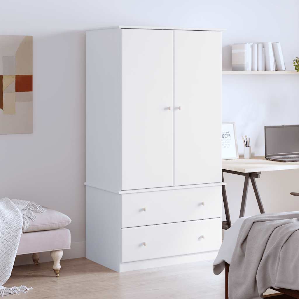 Kledingkast ALTA 90x55x170 cm massief grenenhout wit