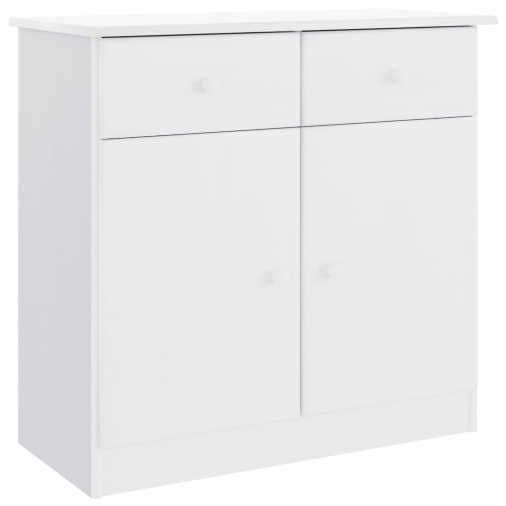 Dressoir ALTA 77x35x73 cm massief grenenhout wit – afbeelding 2
