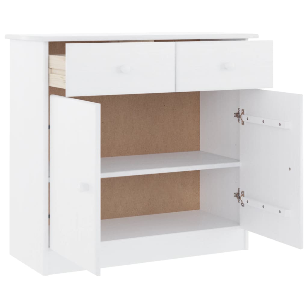 Dressoir ALTA 77x35x73 cm massief grenenhout wit – afbeelding 4