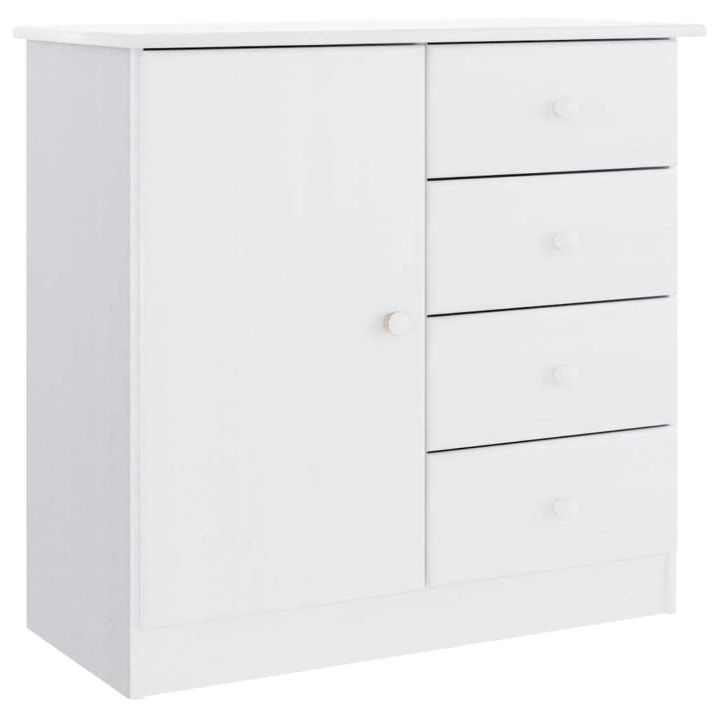 Dressoir ALTA 77x35x73 cm massief grenenhout wit – afbeelding 2