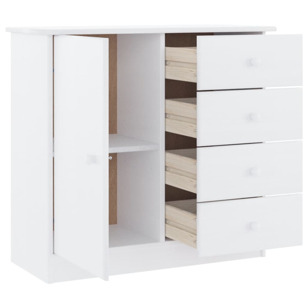 Dressoir ALTA 77x35x73 cm massief grenenhout wit – afbeelding 4