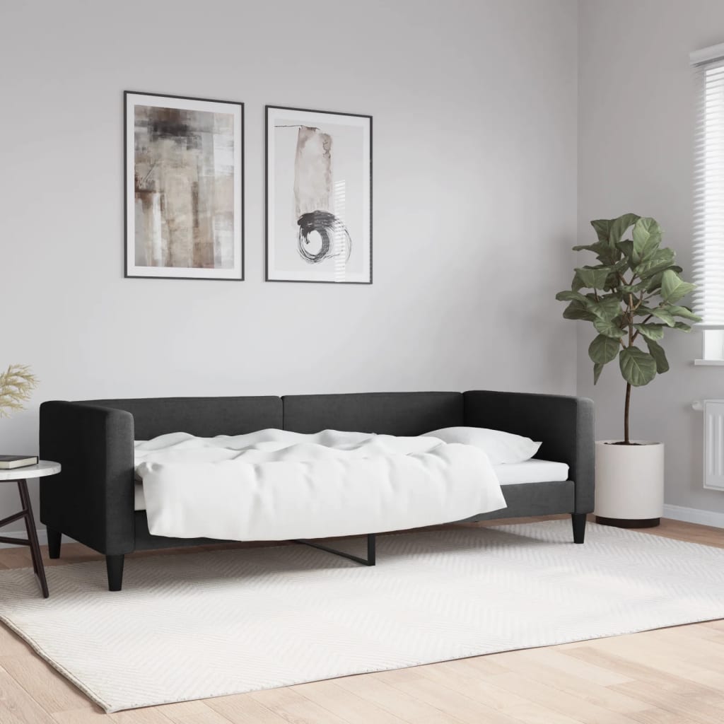 Slaapbank 80x200 cm stof zwart – afbeelding 1