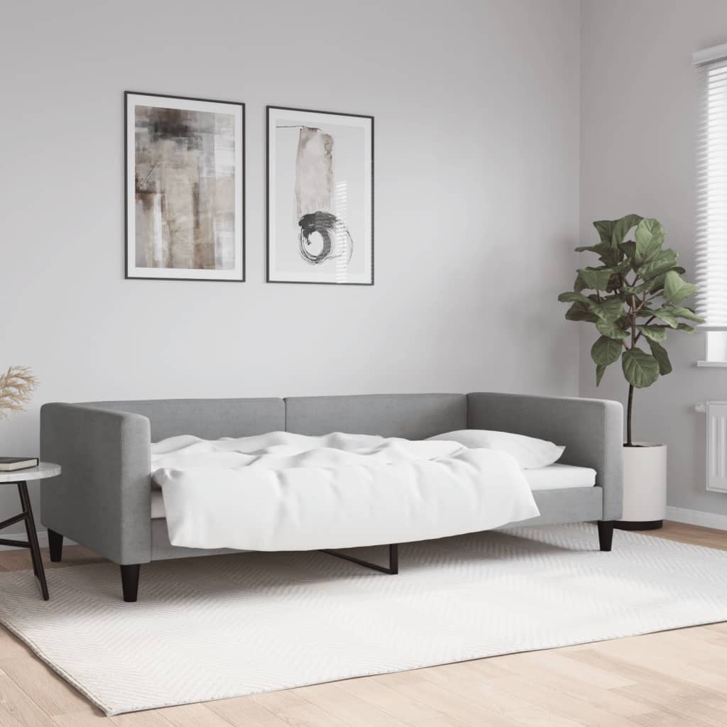 Slaapbank 100x200 cm stof lichtgrijs – afbeelding 1