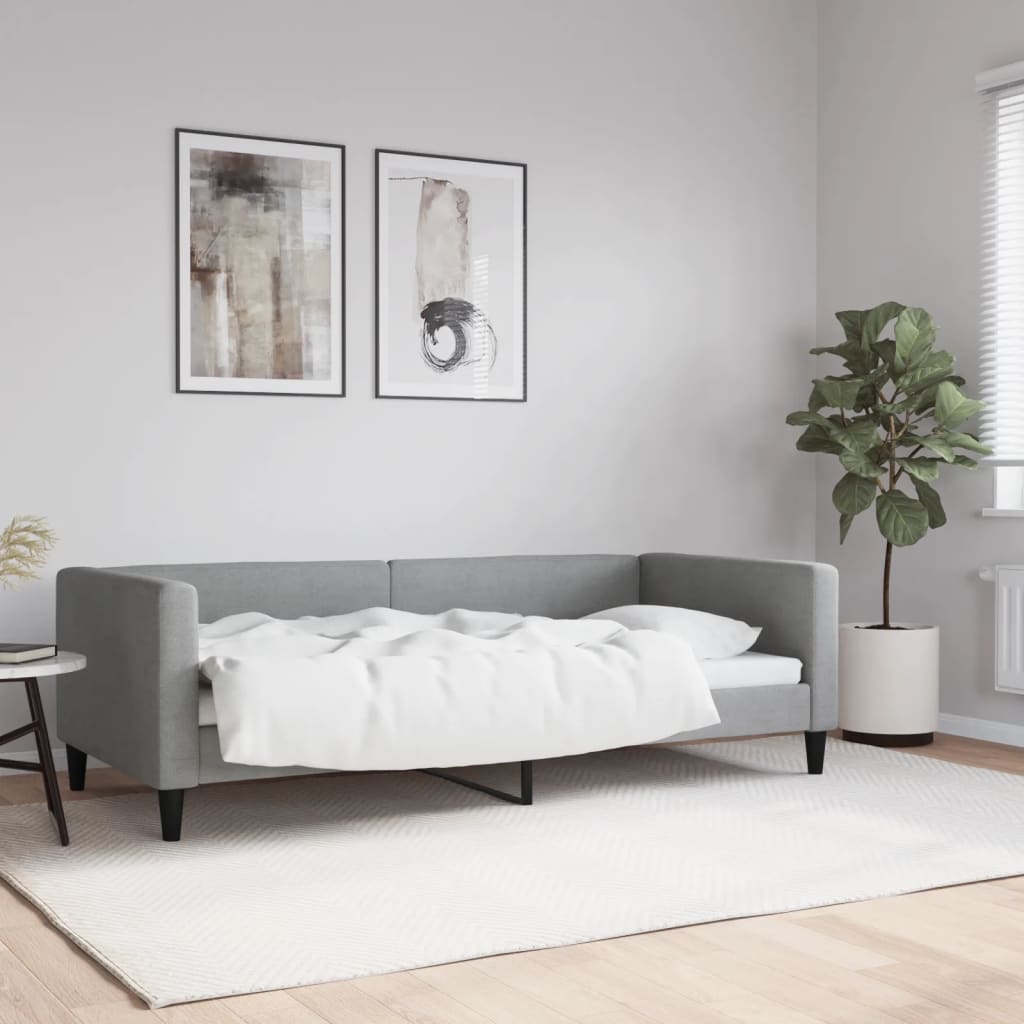 Slaapbank 90x190 cm stof lichtgrijs – afbeelding 1