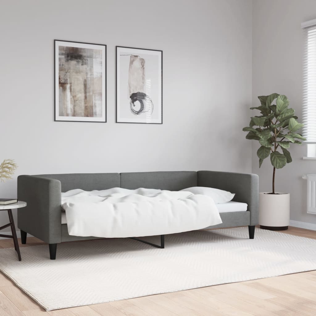 Slaapbank 90x190 cm stof donkergrijs – afbeelding 1