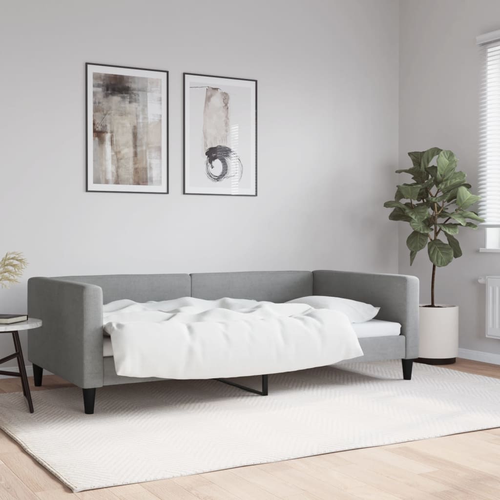 Slaapbank 100x190 cm stof lichtgrijs – afbeelding 1