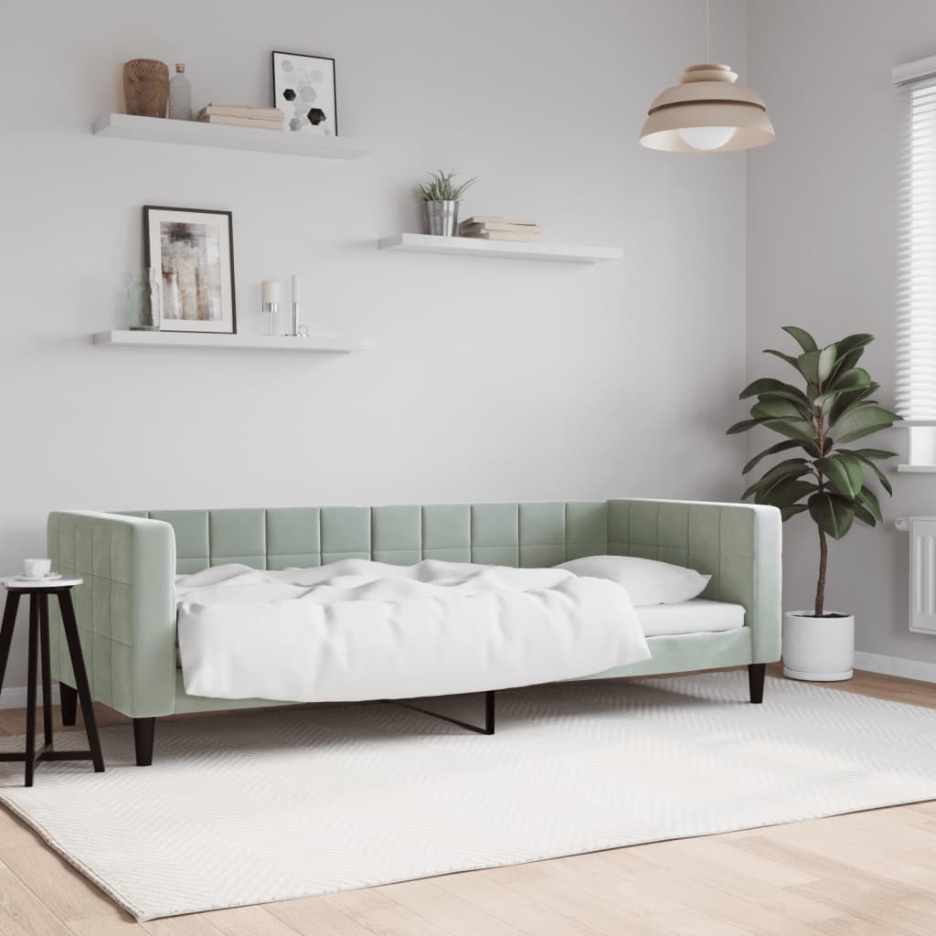 Slaapbank 80x200 cm fluweel lichtgrijs – afbeelding 1