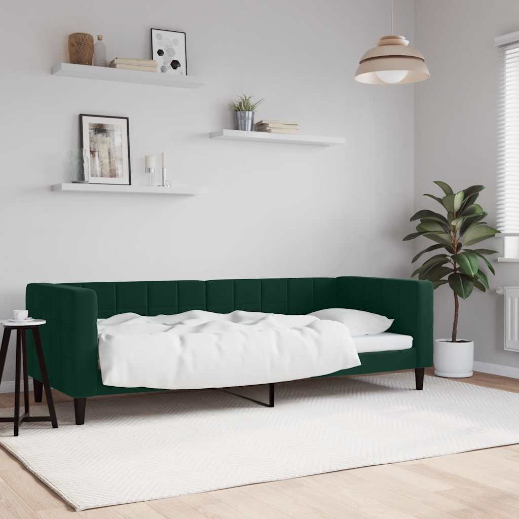 Slaapbank 80x200 cm fluweel donkergroen – afbeelding 1