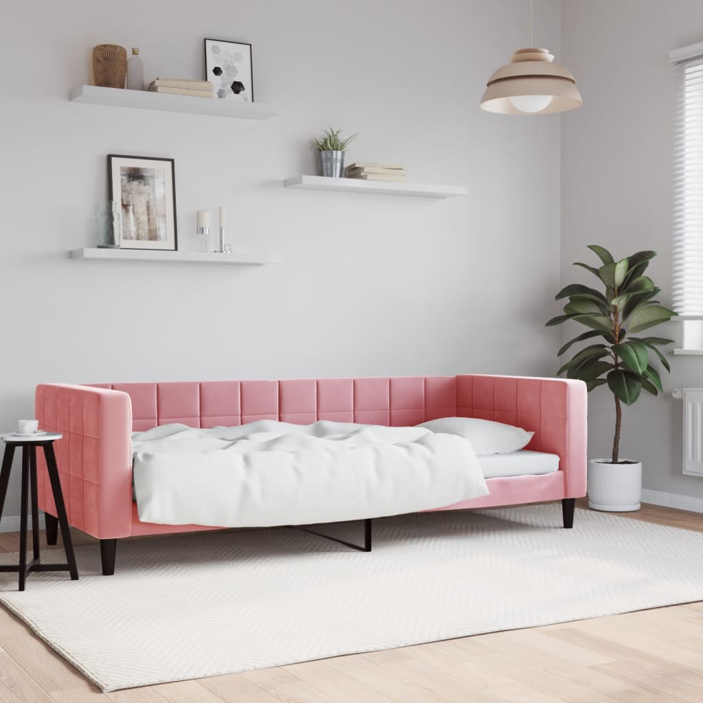 Slaapbank 80x200 cm fluweel roze – afbeelding 1
