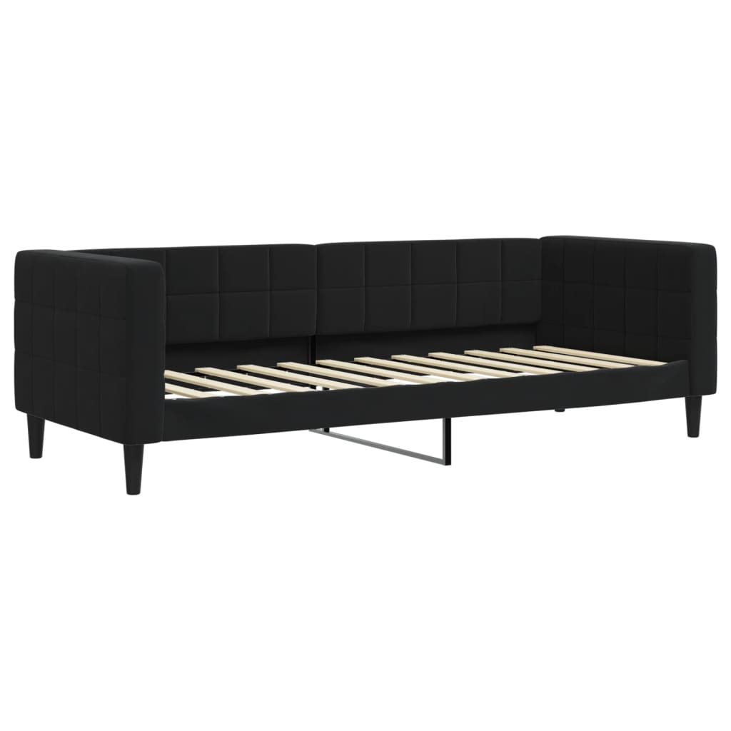 Slaapbank 80x200 cm fluweel zwart – afbeelding 2