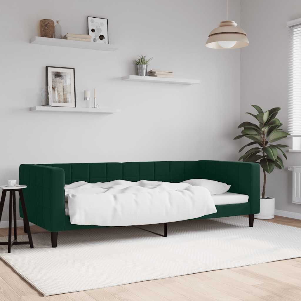 Slaapbank 90x200 cm fluweel donkergroen – afbeelding 1