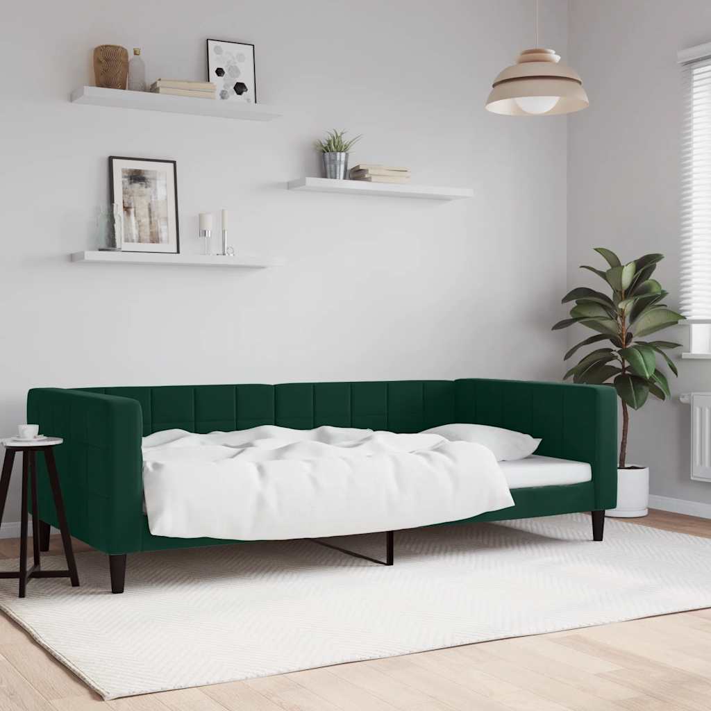 Slaapbank 100x200 cm fluweel donkergroen – afbeelding 1
