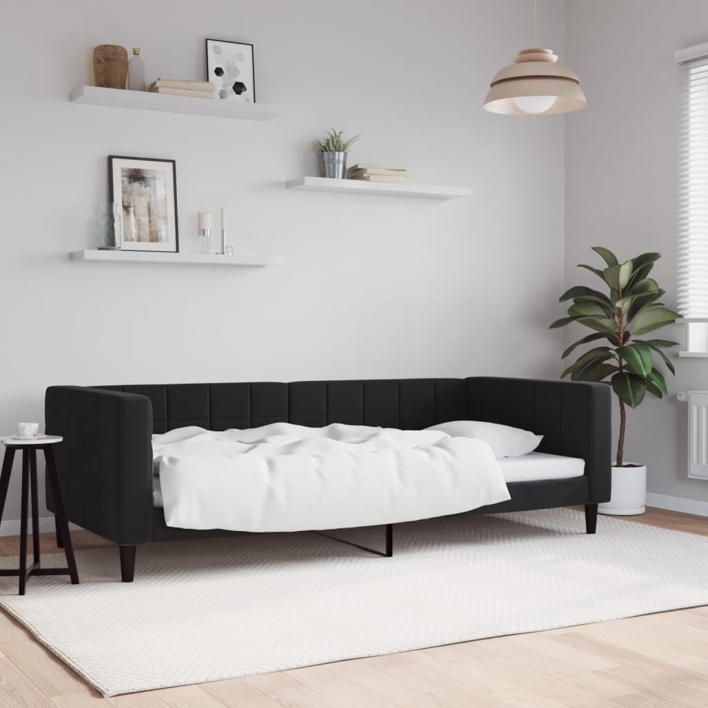 Slaapbank 90x190 cm fluweel zwart