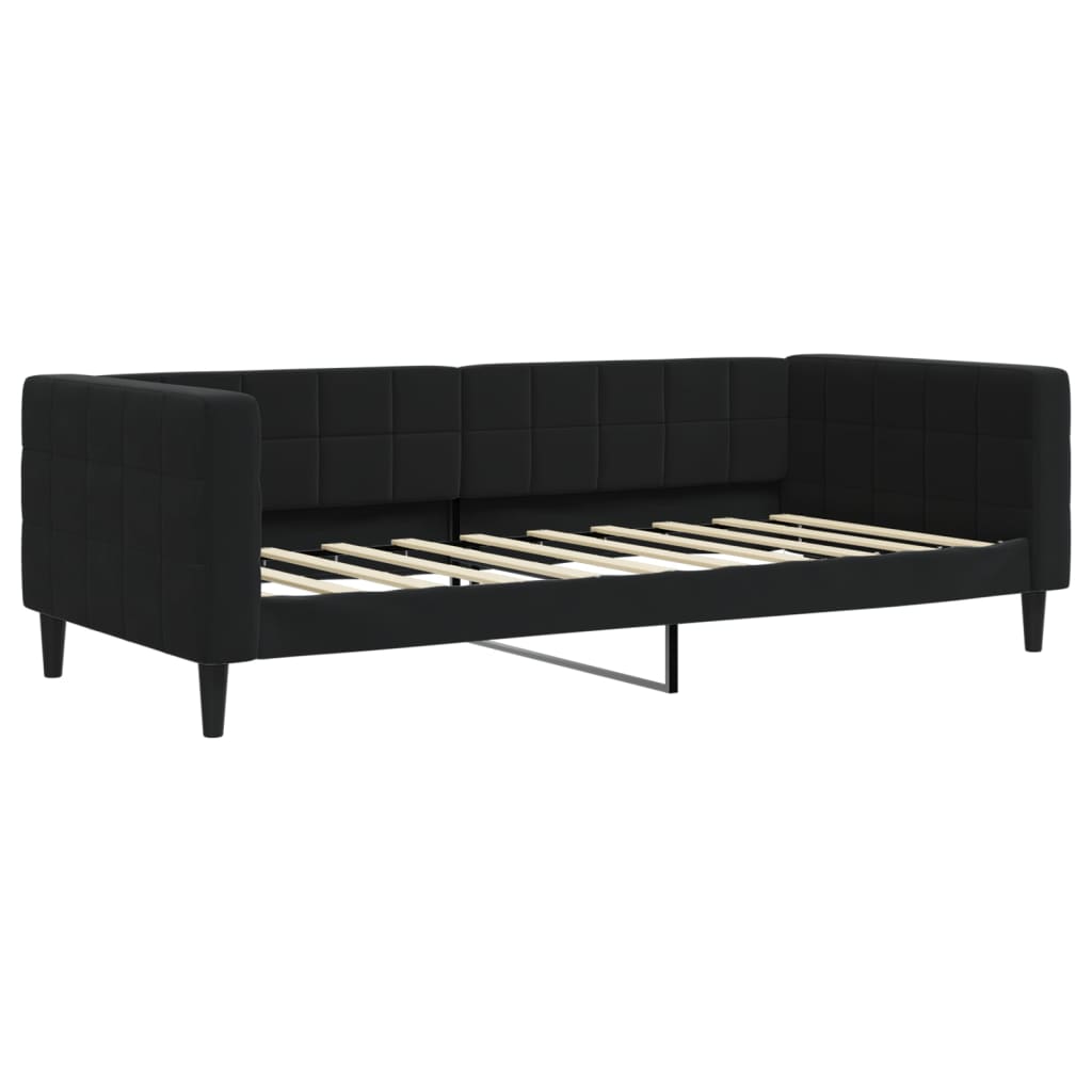 Slaapbank 90x190 cm fluweel zwart – afbeelding 2