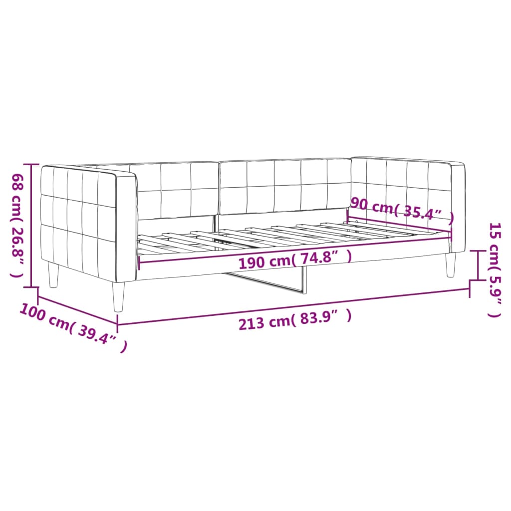 Slaapbank 90x190 cm fluweel zwart – afbeelding 8