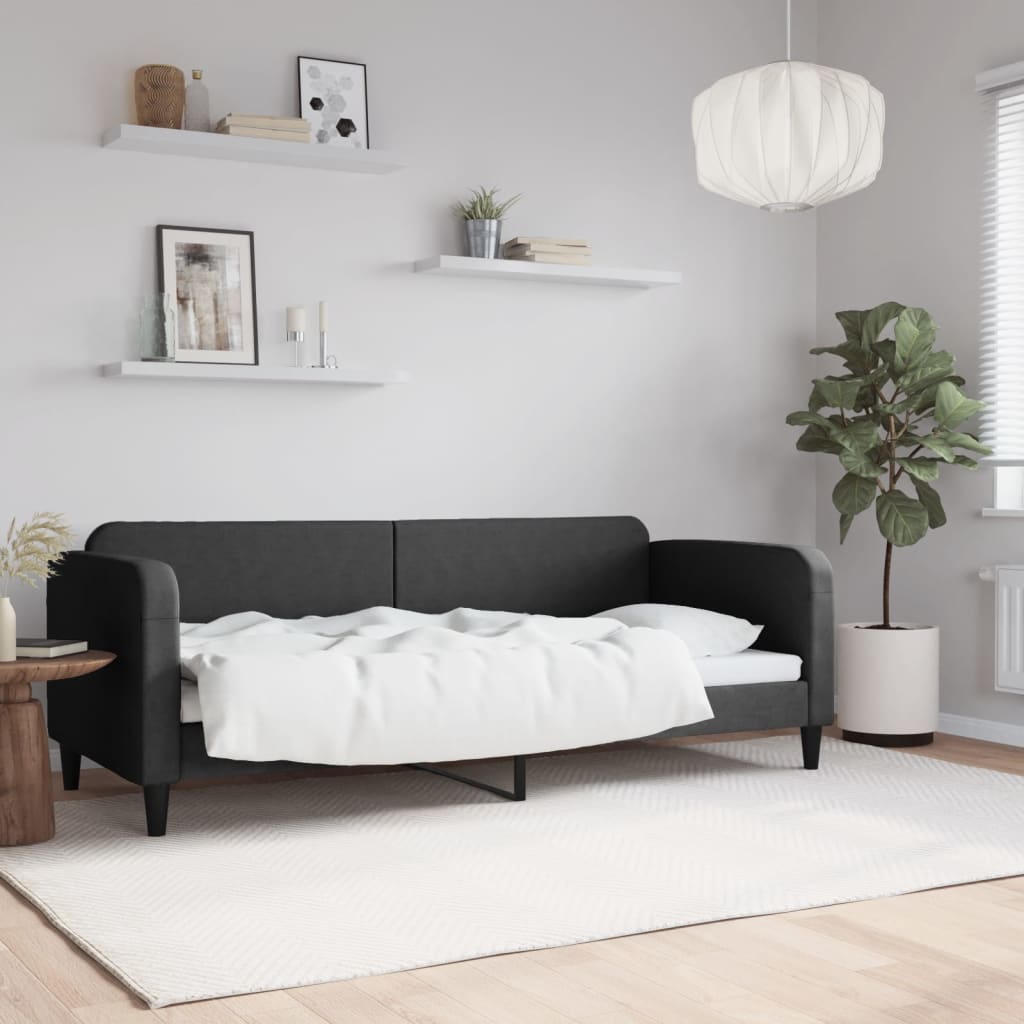 Slaapbank 80x200 cm stof zwart – afbeelding 1