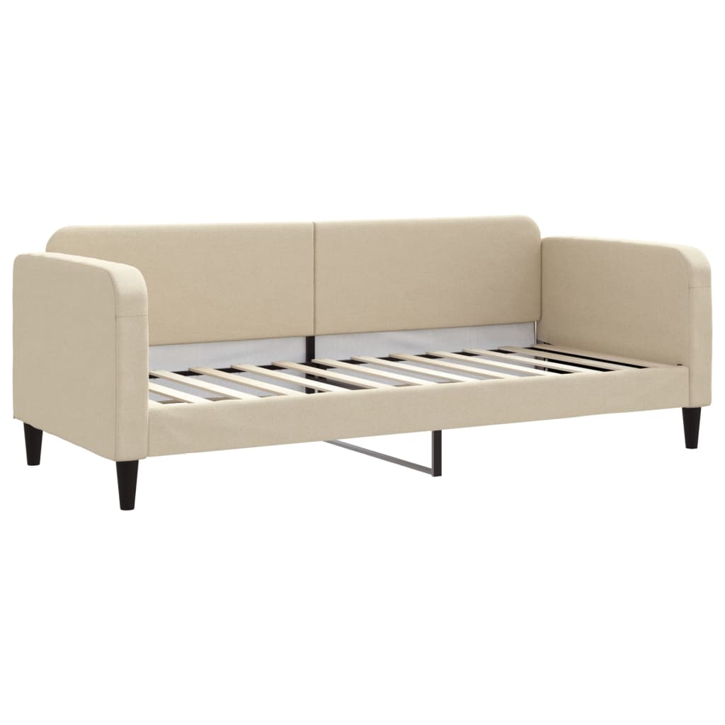 Slaapbank 80x200 cm stof crèmekleurig – afbeelding 2
