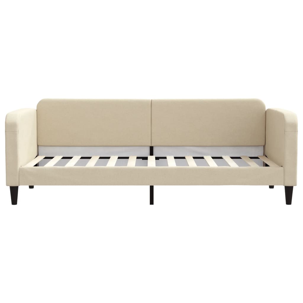 Slaapbank 80x200 cm stof crèmekleurig – afbeelding 3