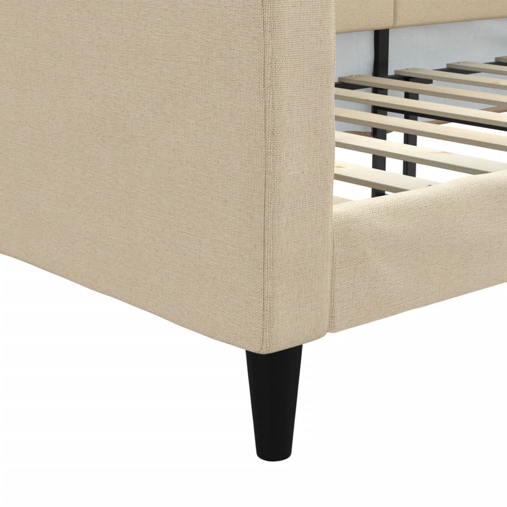 Slaapbank 80x200 cm stof crèmekleurig – afbeelding 6
