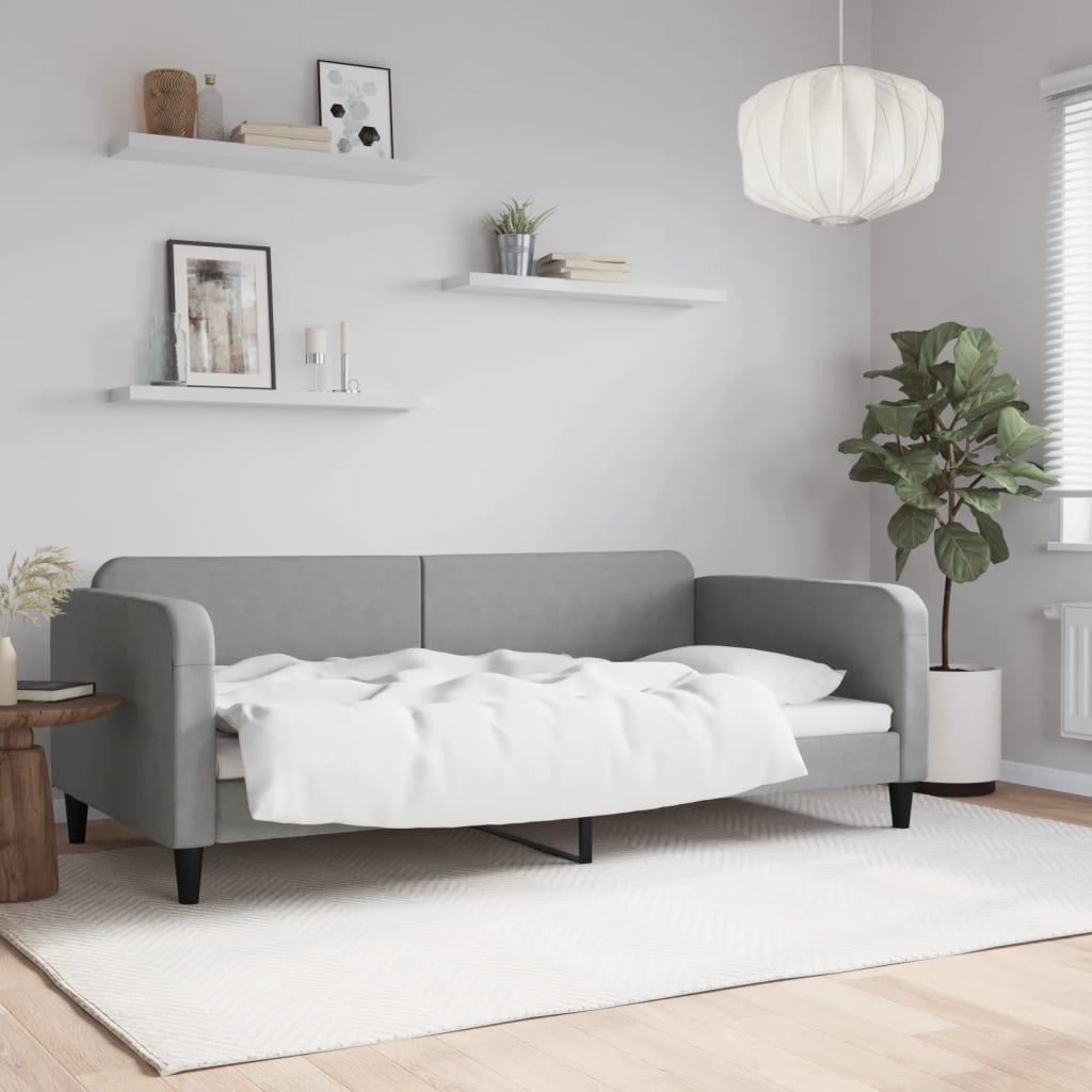 Slaapbank 100x200 cm stof lichtgrijs – afbeelding 1