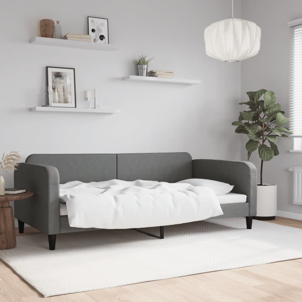 Slaapbank 100x200 cm stof donkergrijs – afbeelding 1