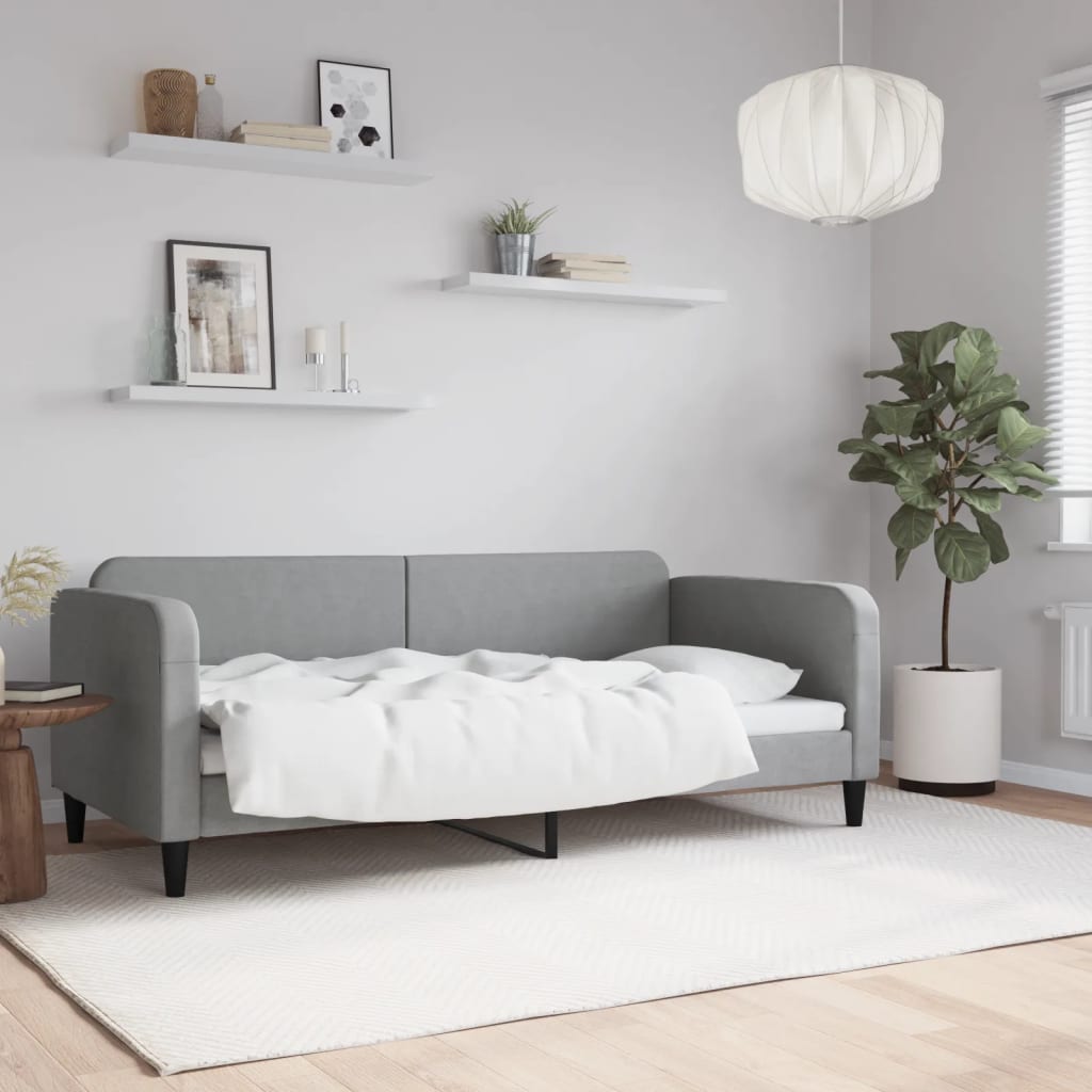 Slaapbank 90x190 cm stof lichtgrijs – afbeelding 1