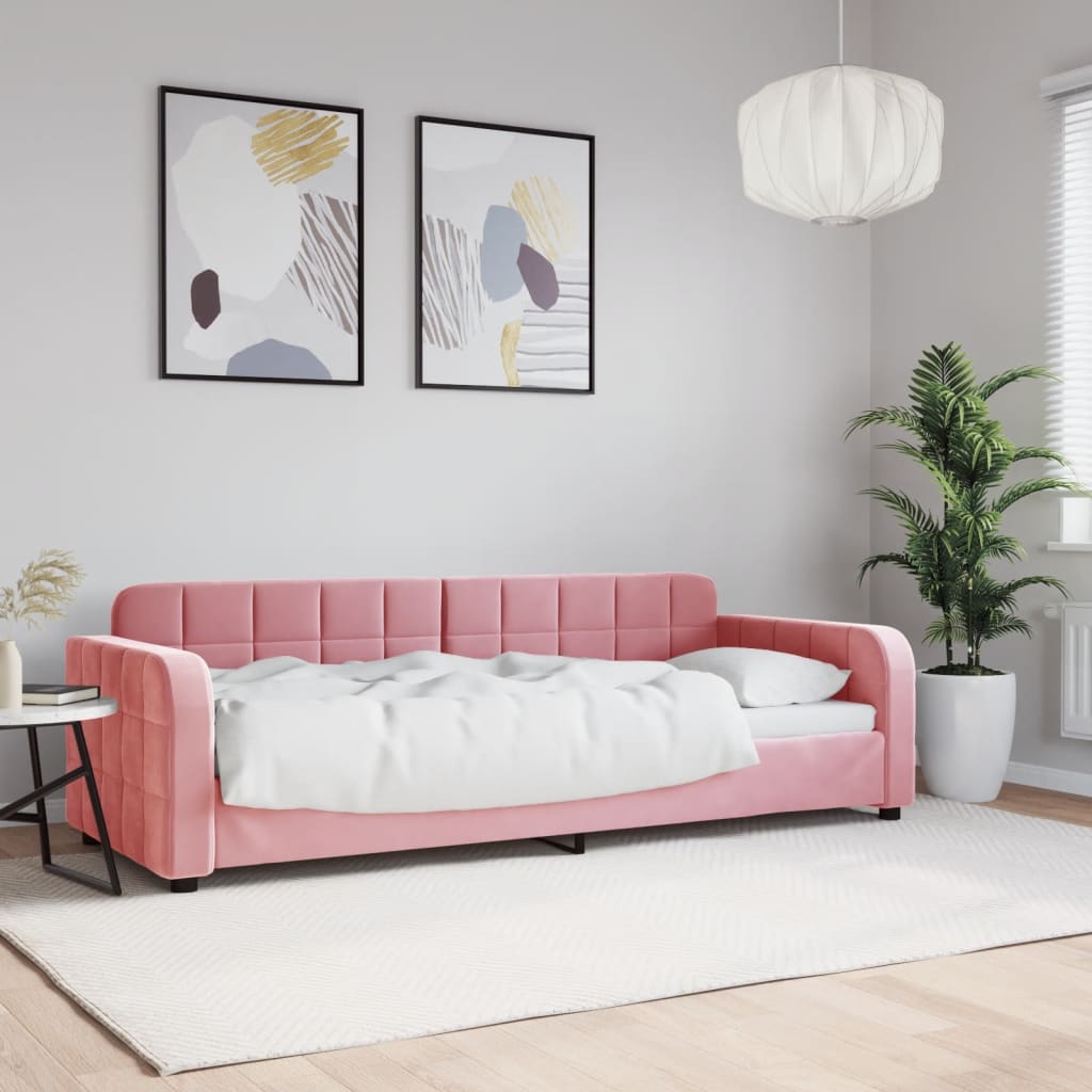 Slaapbank 80x200 cm fluweel roze – afbeelding 1