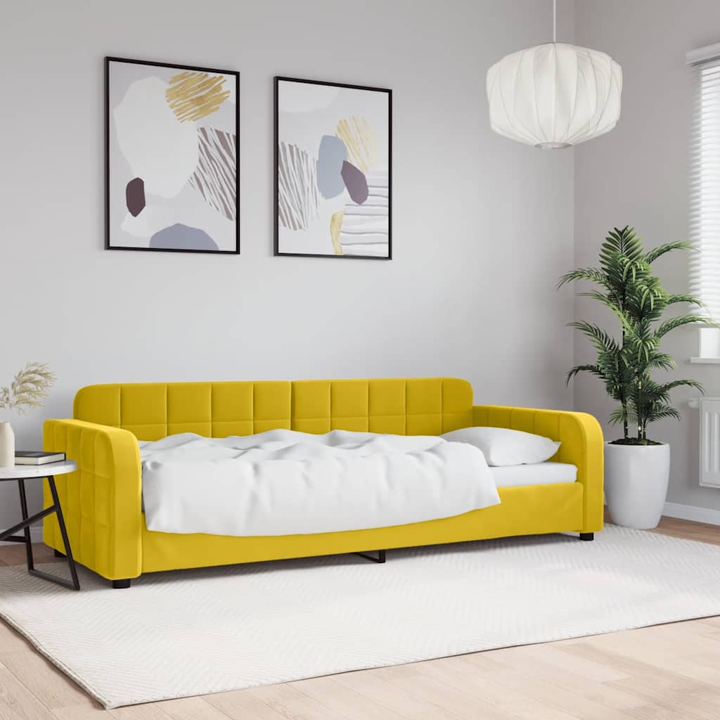 Slaapbank 80x200 cm fluweel geel – afbeelding 1