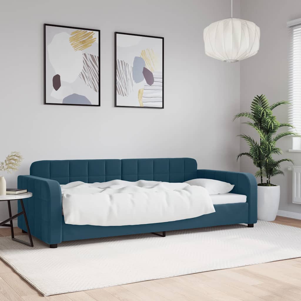 Slaapbank 90x200 cm fluweel blauw – afbeelding 1