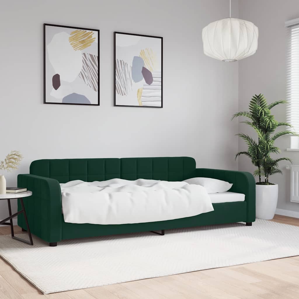 Slaapbank 90x200 cm fluweel donkergroen – afbeelding 1