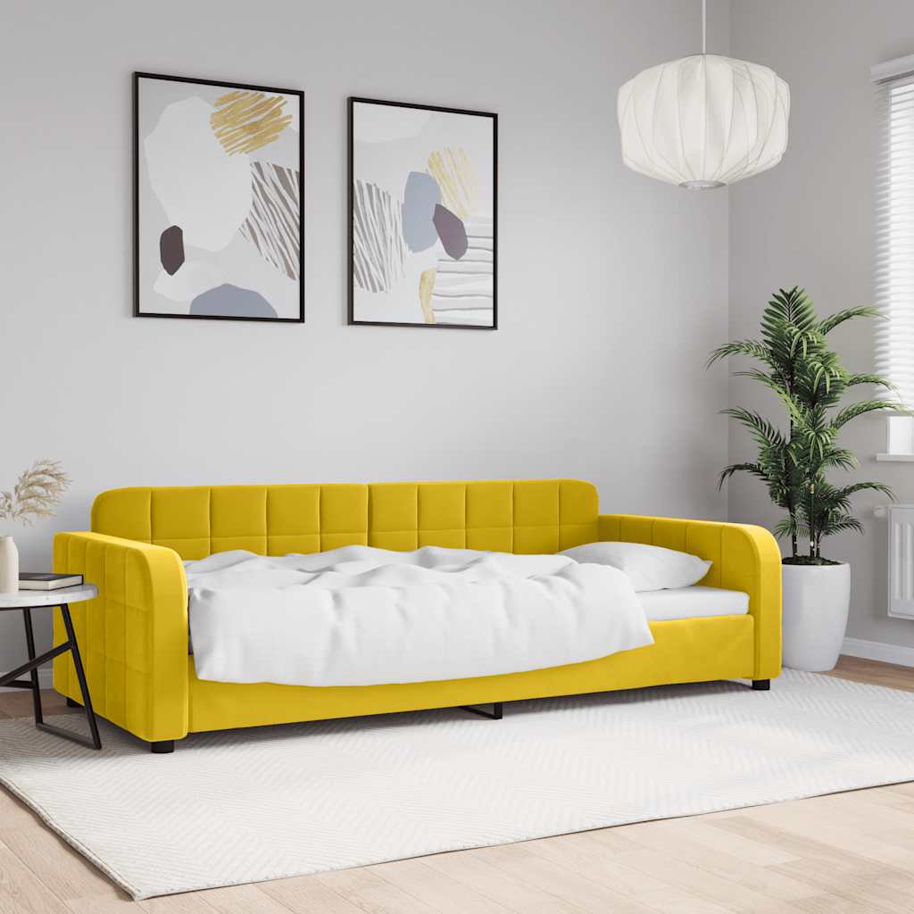 Slaapbank 90x200 cm fluweel geel – afbeelding 1