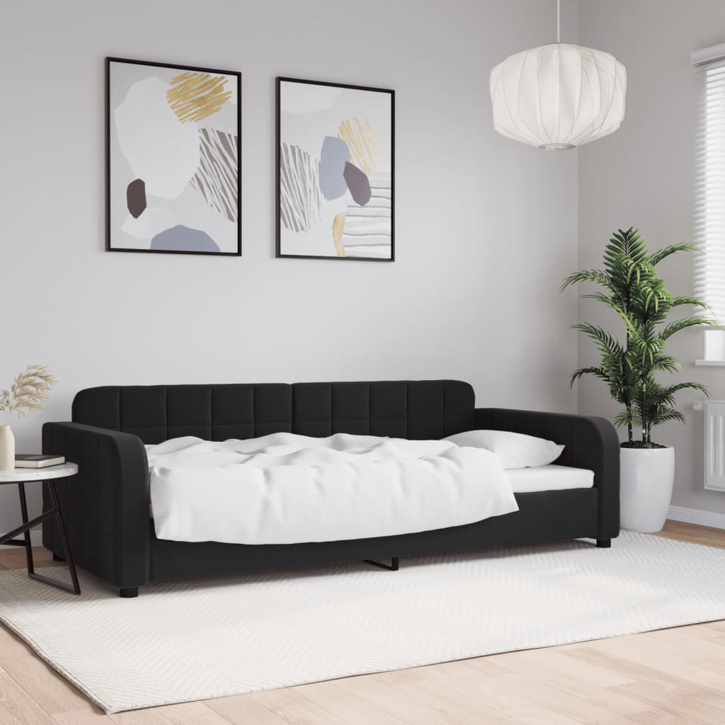 Slaapbank 90x190 cm fluweel zwart