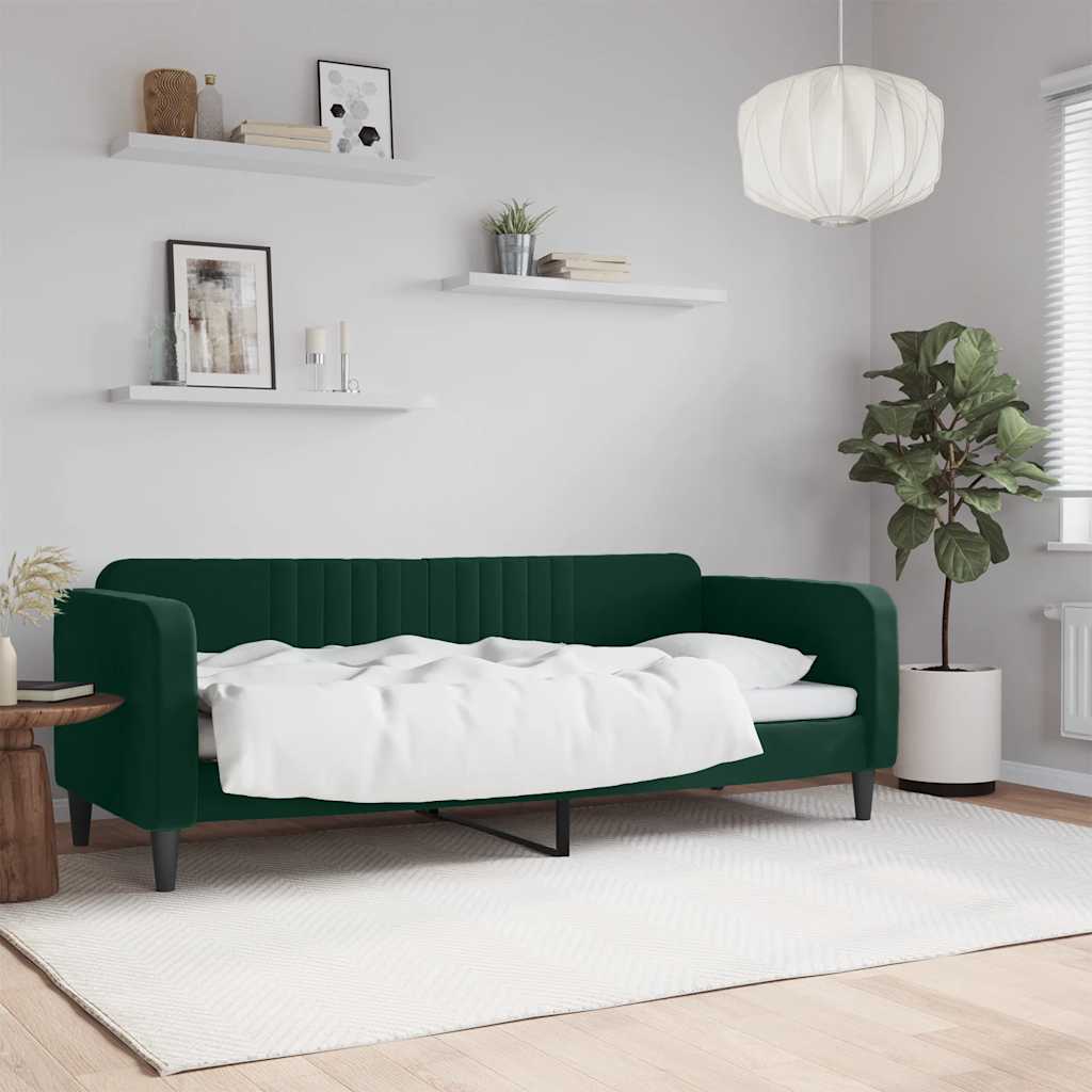 Slaapbank 80x200 cm fluweel donkergroen – afbeelding 1