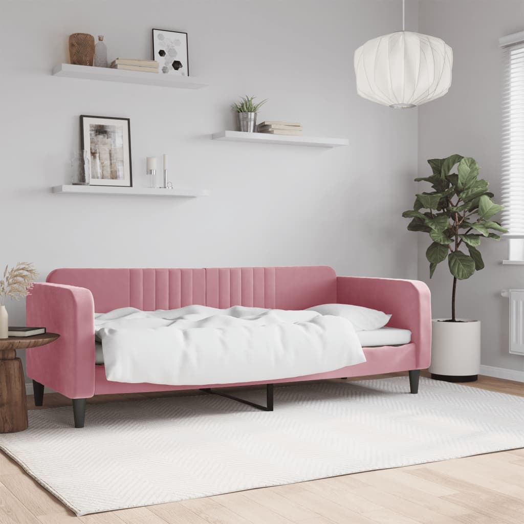 Slaapbank 80x200 cm fluweel roze – afbeelding 1