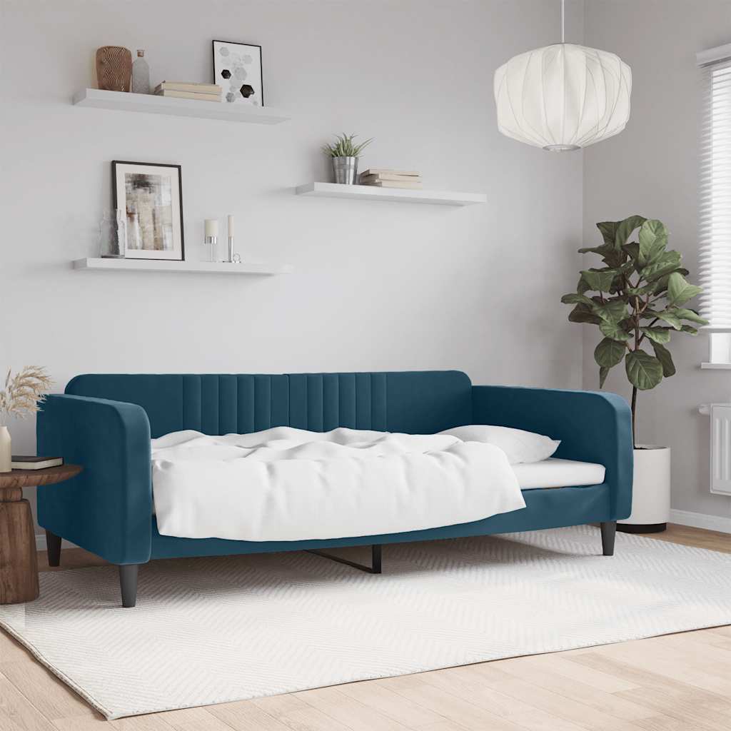 Slaapbank 100x200 cm fluweel blauw – afbeelding 1