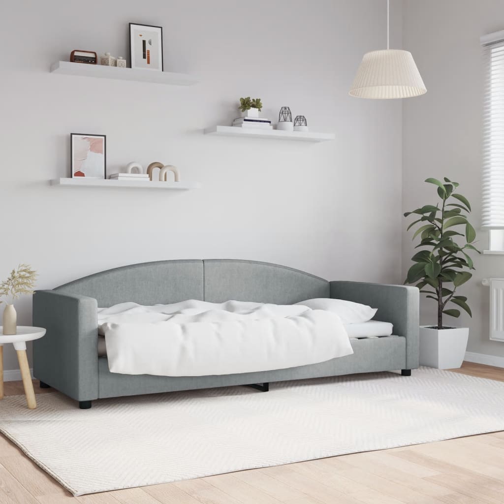 Slaapbank 80x200 cm stof lichtgrijs – afbeelding 1