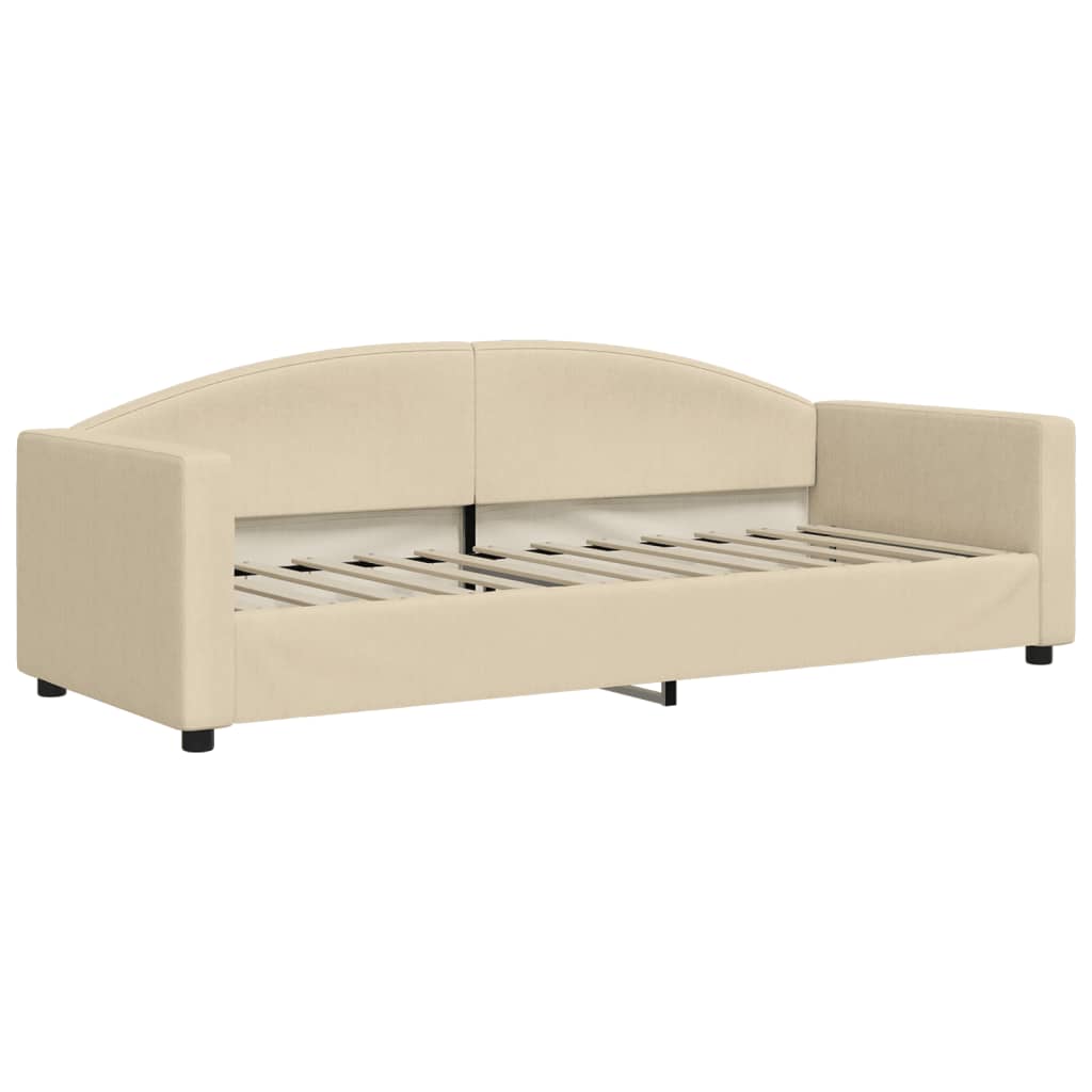 Slaapbank 80x200 cm stof crèmekleurig – afbeelding 2