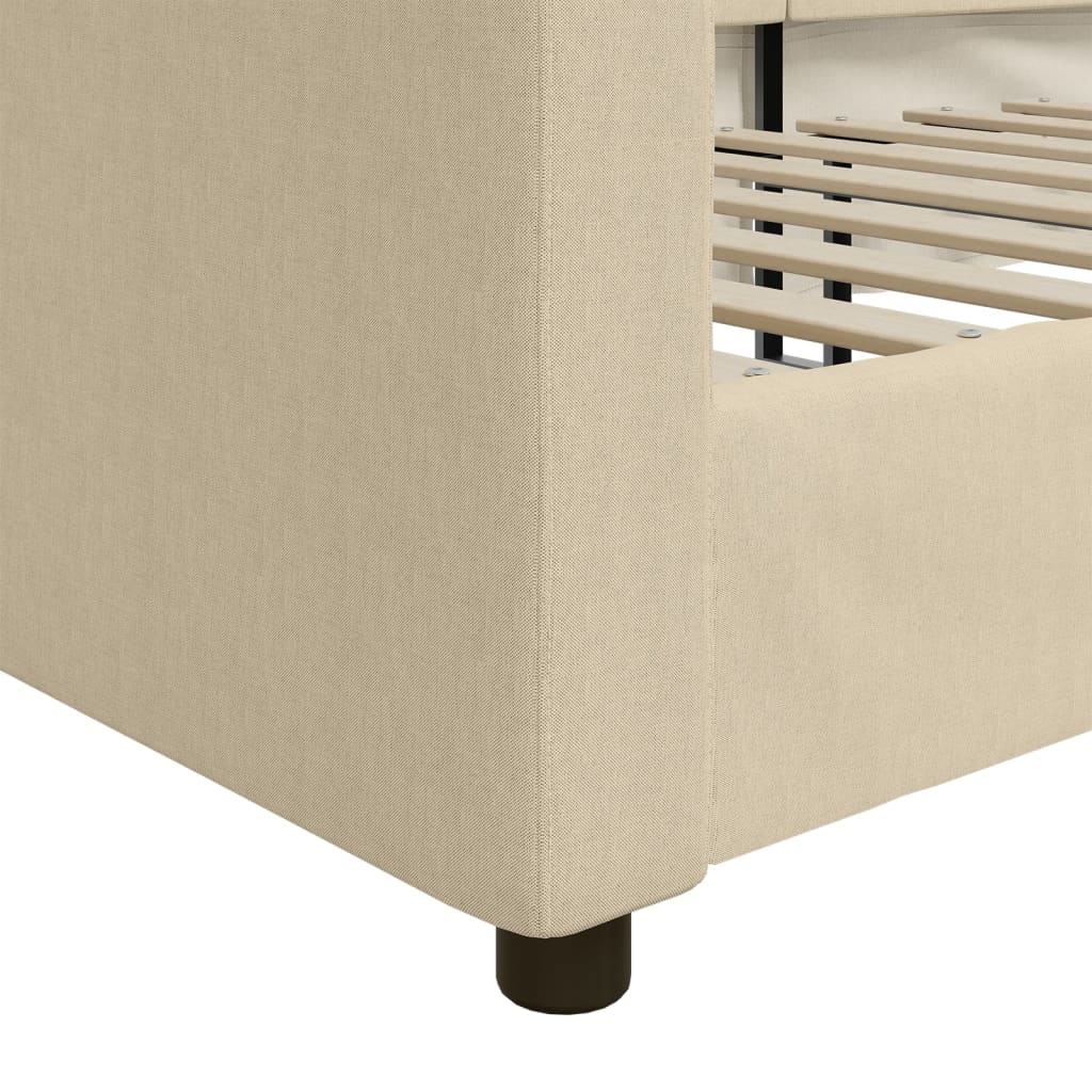 Slaapbank 80x200 cm stof crèmekleurig – afbeelding 6
