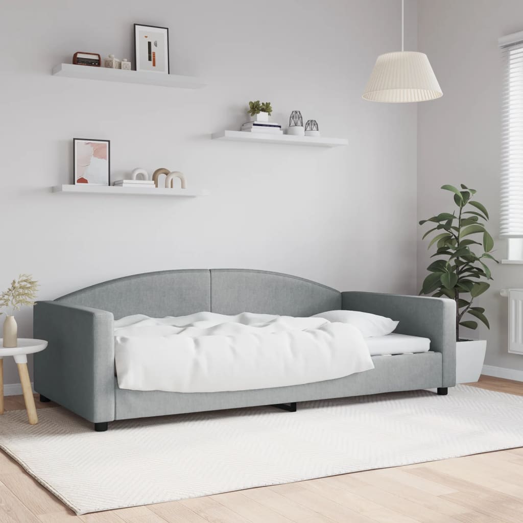Slaapbank 100x200 cm stof lichtgrijs – afbeelding 1