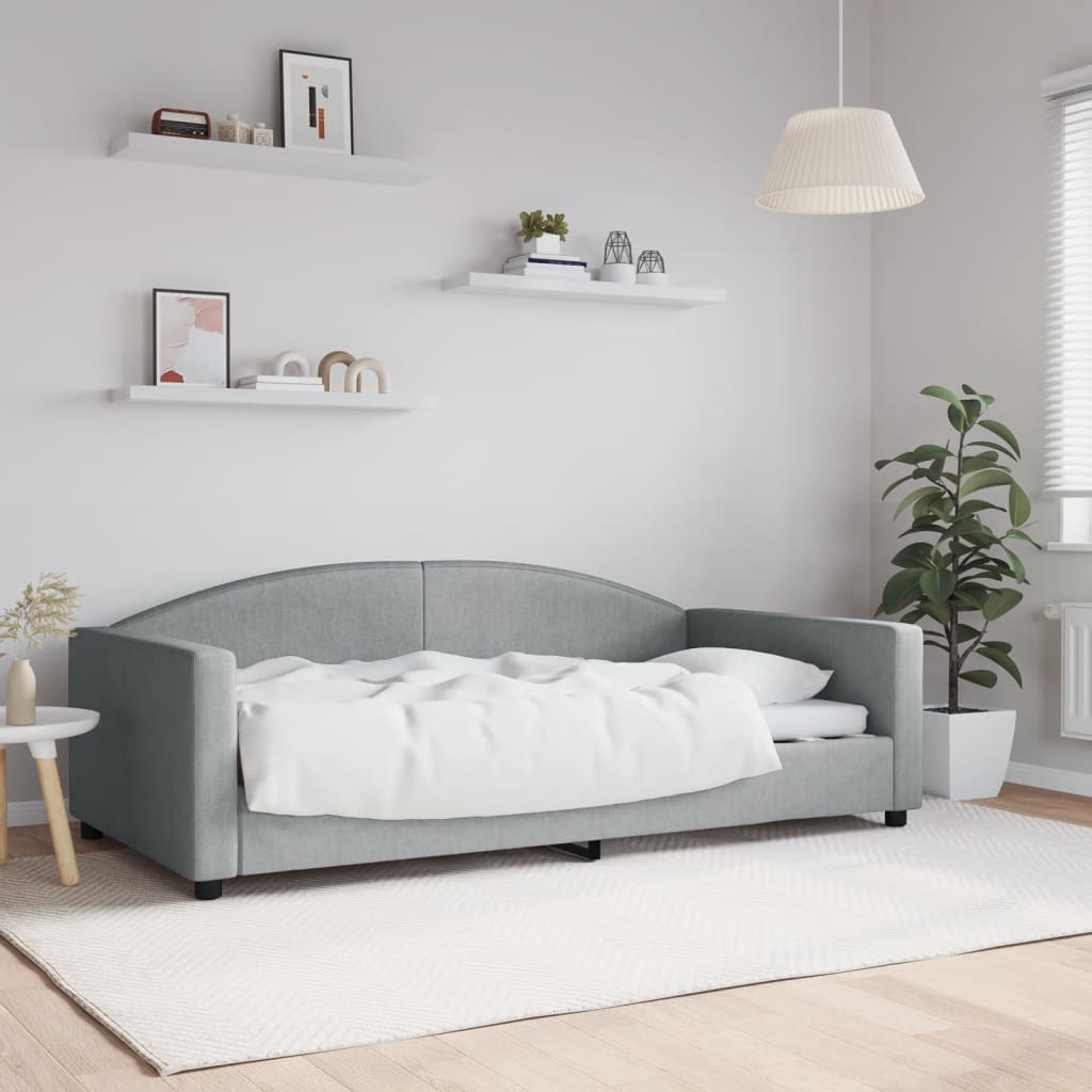 Slaapbank 100x190 cm stof lichtgrijs – afbeelding 1