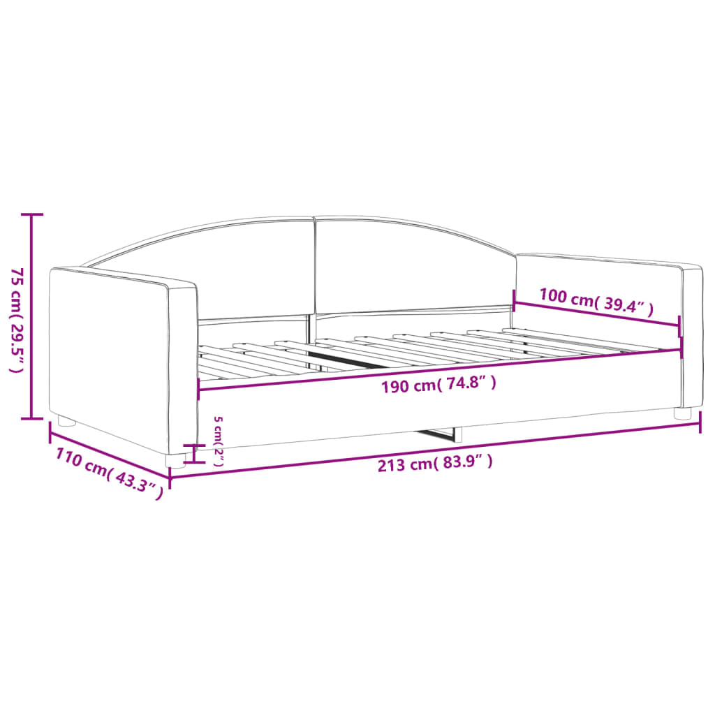 Slaapbank 100x190 cm stof lichtgrijs – afbeelding 8