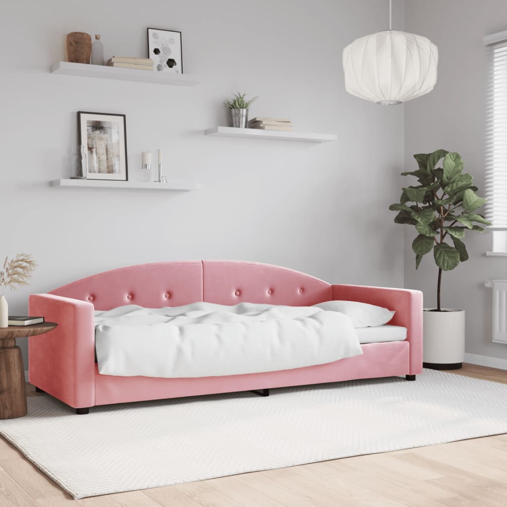 Slaapbank 80x200 cm fluweel roze – afbeelding 1