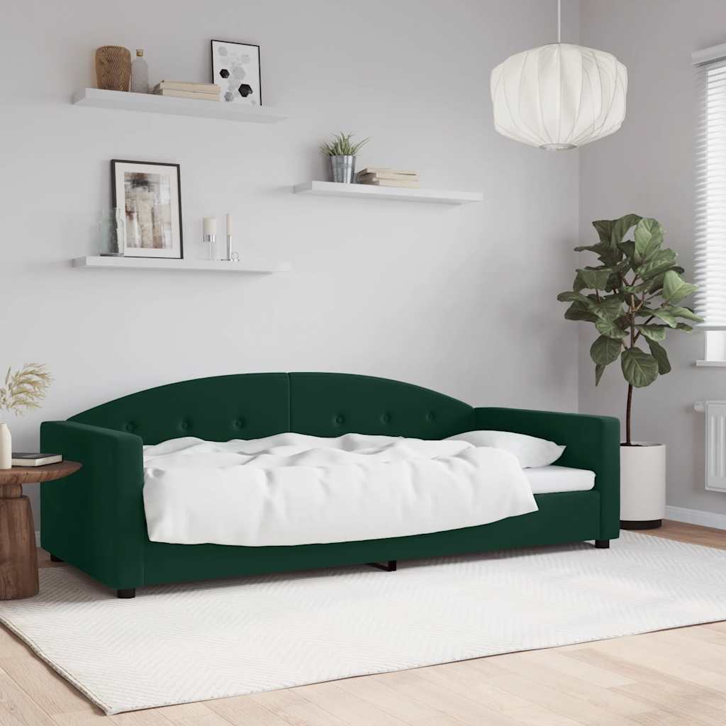 Slaapbank 90x200 cm fluweel donkergroen – afbeelding 1