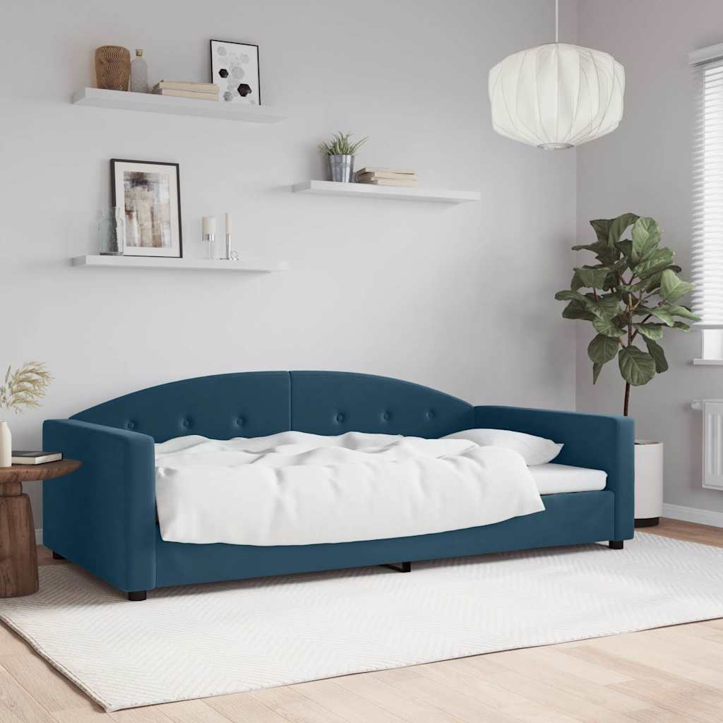 Slaapbank 100x200 cm fluweel blauw – afbeelding 1