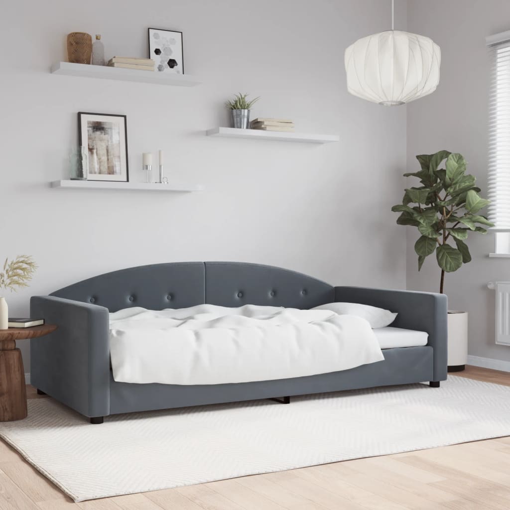 Slaapbank 100x200 cm fluweel donkergrijs – afbeelding 1