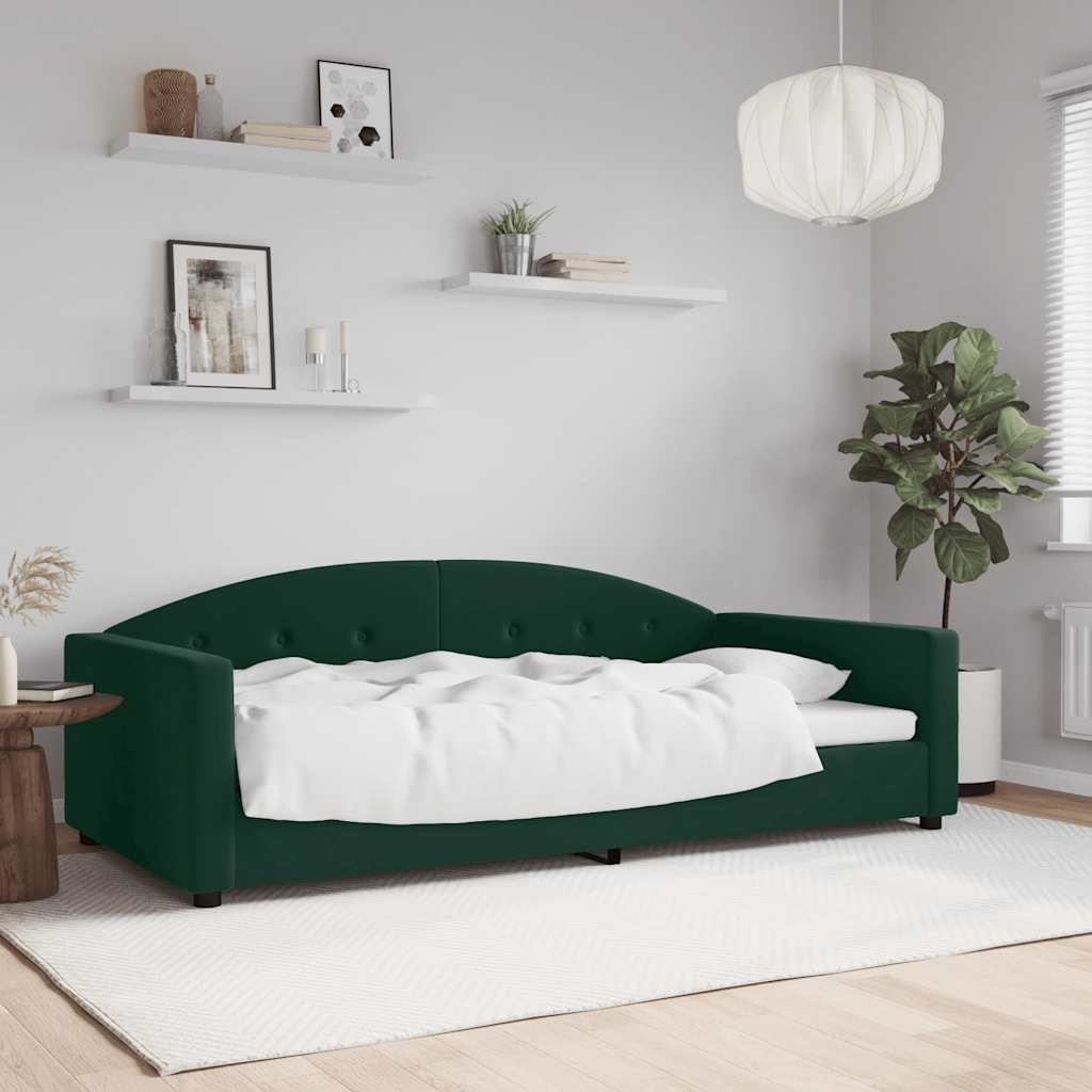 Slaapbank 100x200 cm fluweel donkergroen – afbeelding 1