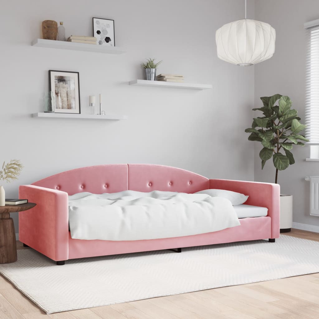 Slaapbank 100x200 cm fluweel roze – afbeelding 1