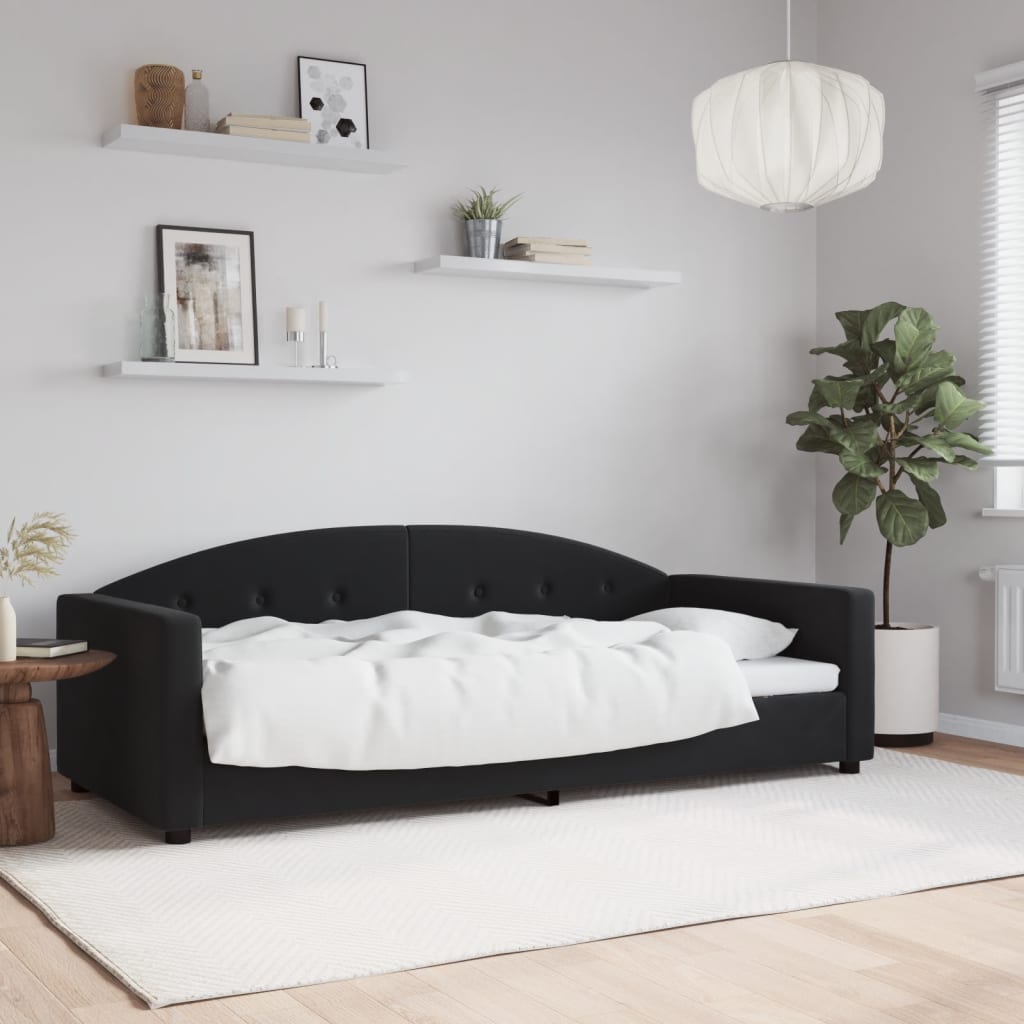Slaapbank 90x190 cm fluweel zwart