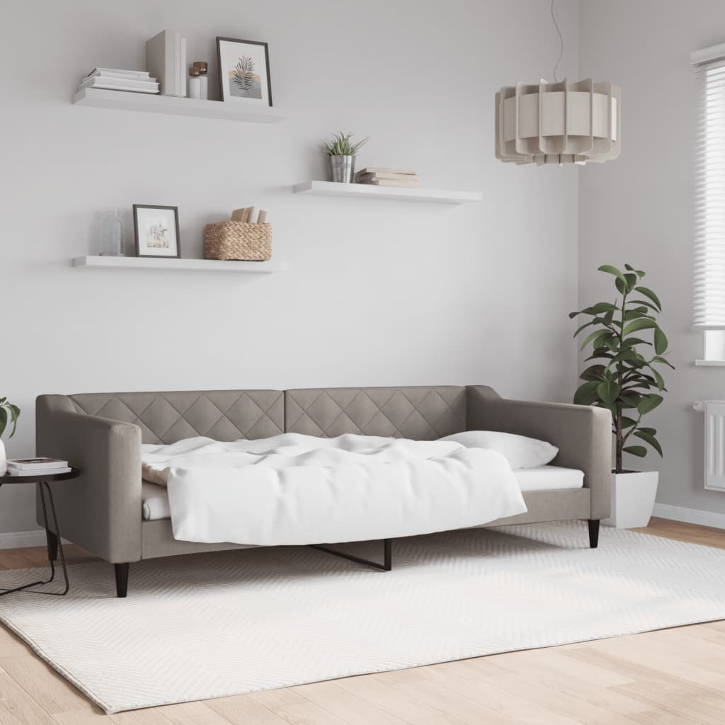 Slaapbank 90x200 cm stof taupe – afbeelding 1